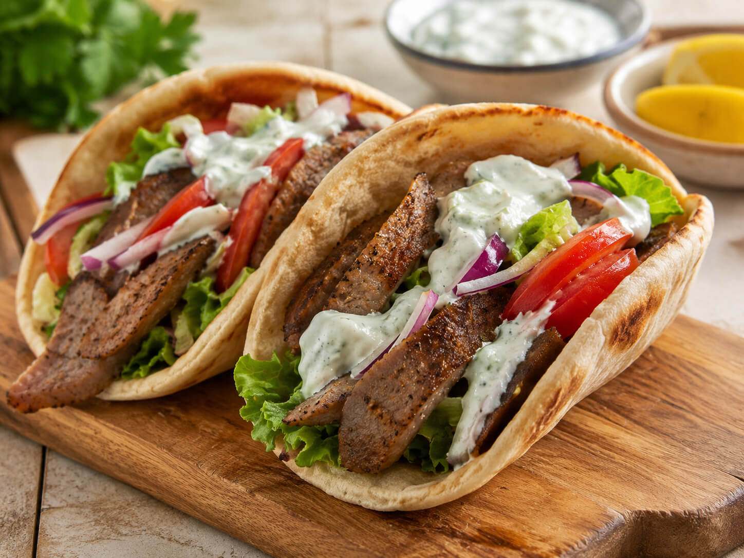 Homemade pita for gyros cooking in a skillet until soft and lightly golden